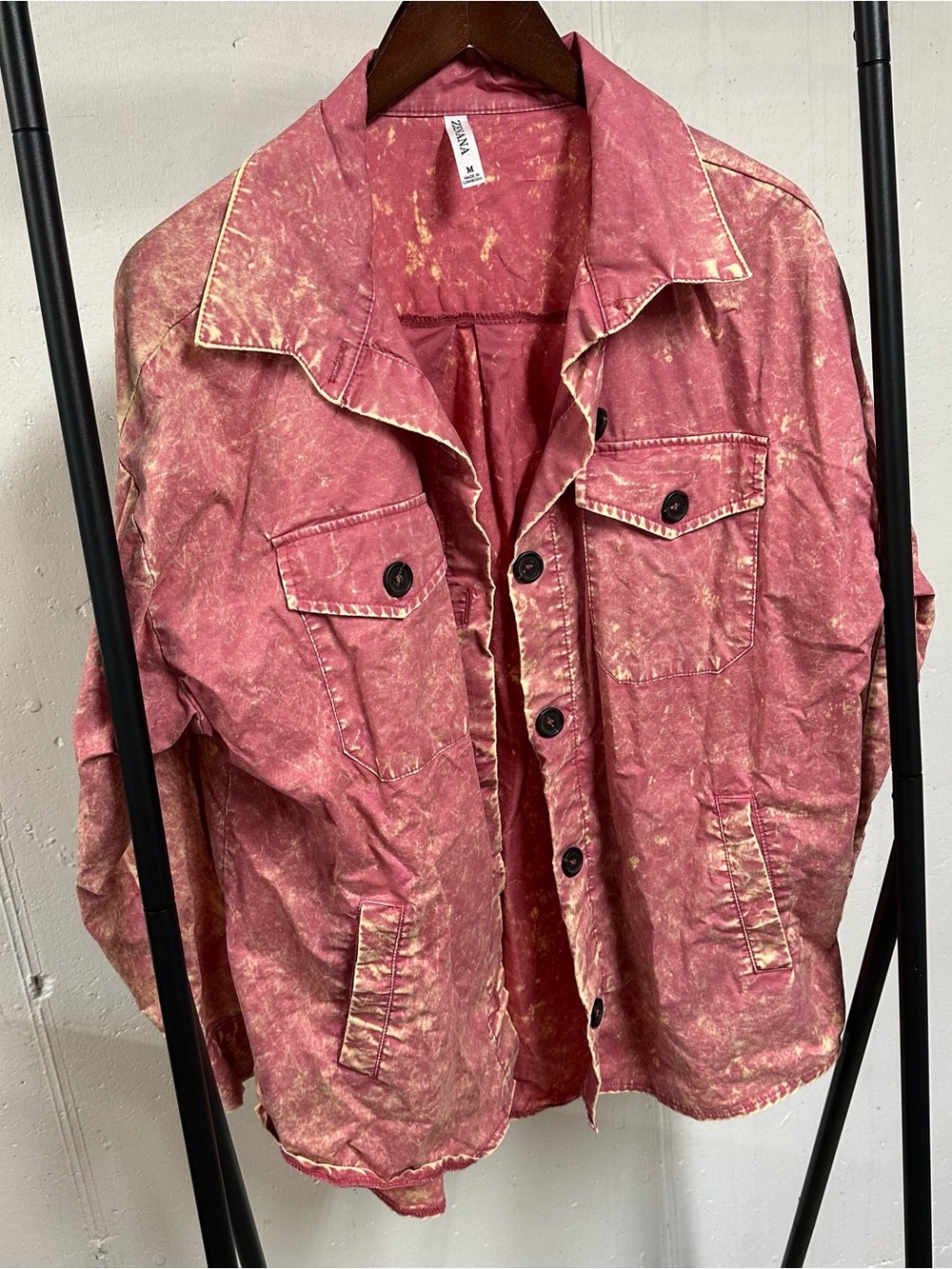 Zenana Outfitters Pink Washed Button Down